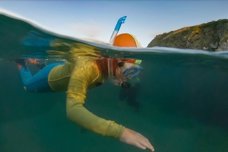 Young snorkeller underwater, Image by Lewis Jefferies