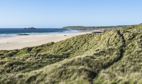 Footpath landscape at Cornwall Wildlife Trust's Upton Towans nature reserve. Image by Ben Watkins