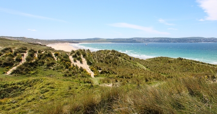 The Towans sand dunes and St Ives Bay