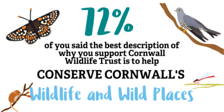 72% said the best description of why you support CWT is to help conserve Cornwall's Wildlife and Wild Places