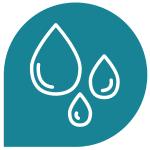 Blue icon showing 3 water droplets
